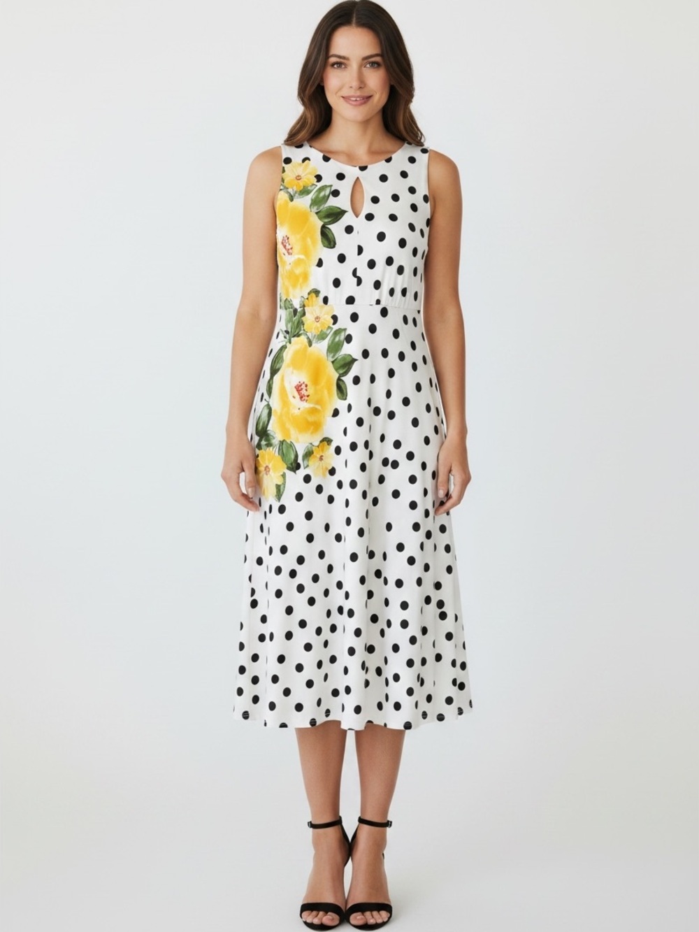 London Times White Polka Dot Dress